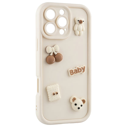 Coque pour Apple iPhone 15 Pro, OEM, Ultra Trendy 3D Bear, Beige
