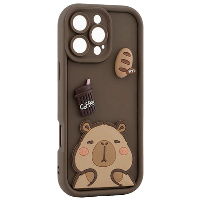 Case for Apple iPhone 15 Pro, OEM, Ultra Trendy 3D Capybara, Brown