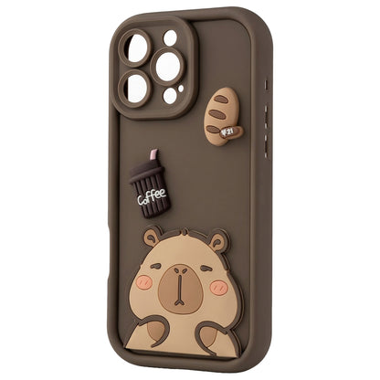 Coque pour Apple iPhone 13, OEM, Ultra Trendy 3D Capybara, Marron