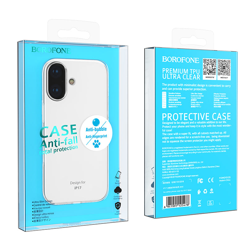Coque pour Apple iPhone 17, Borofone, BI4 Ice, Transparente