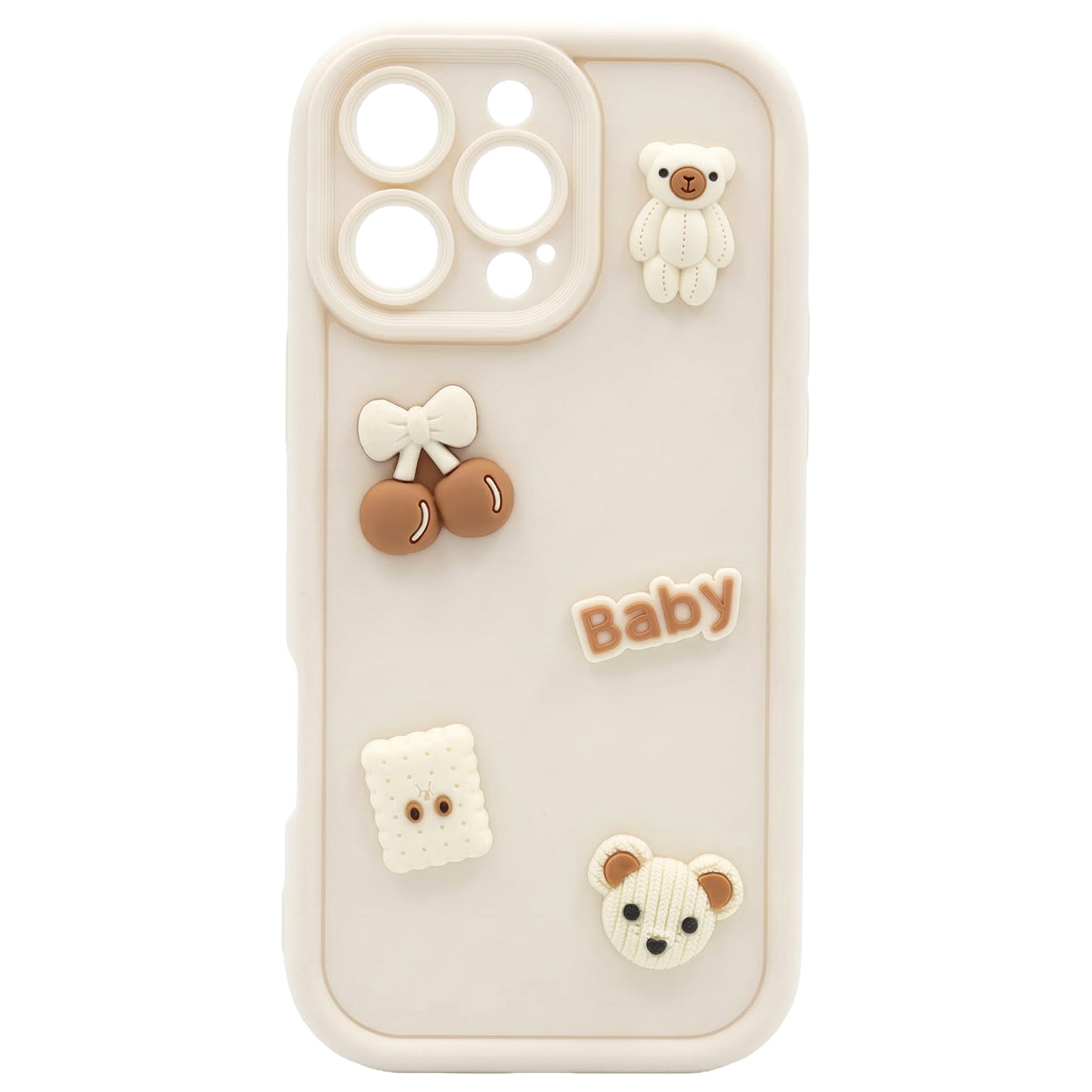 Coque pour Apple iPhone 15, OEM, Ultra Trendy 3D Bear, Beige