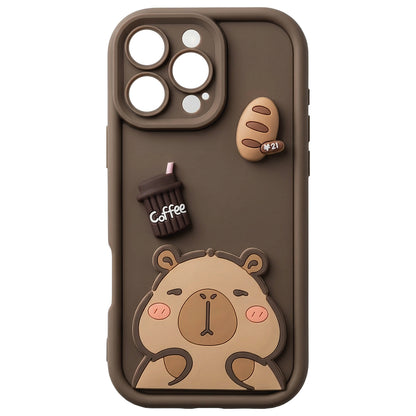 Coque pour Apple iPhone 16 Pro Max, OEM, Ultra Trendy 3D Capybara, Marron