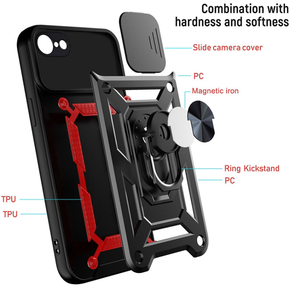 Coque pour Apple iPhone SE (2022) / SE (2020) / 8 / 7, Techsuit, CamShield, Noire