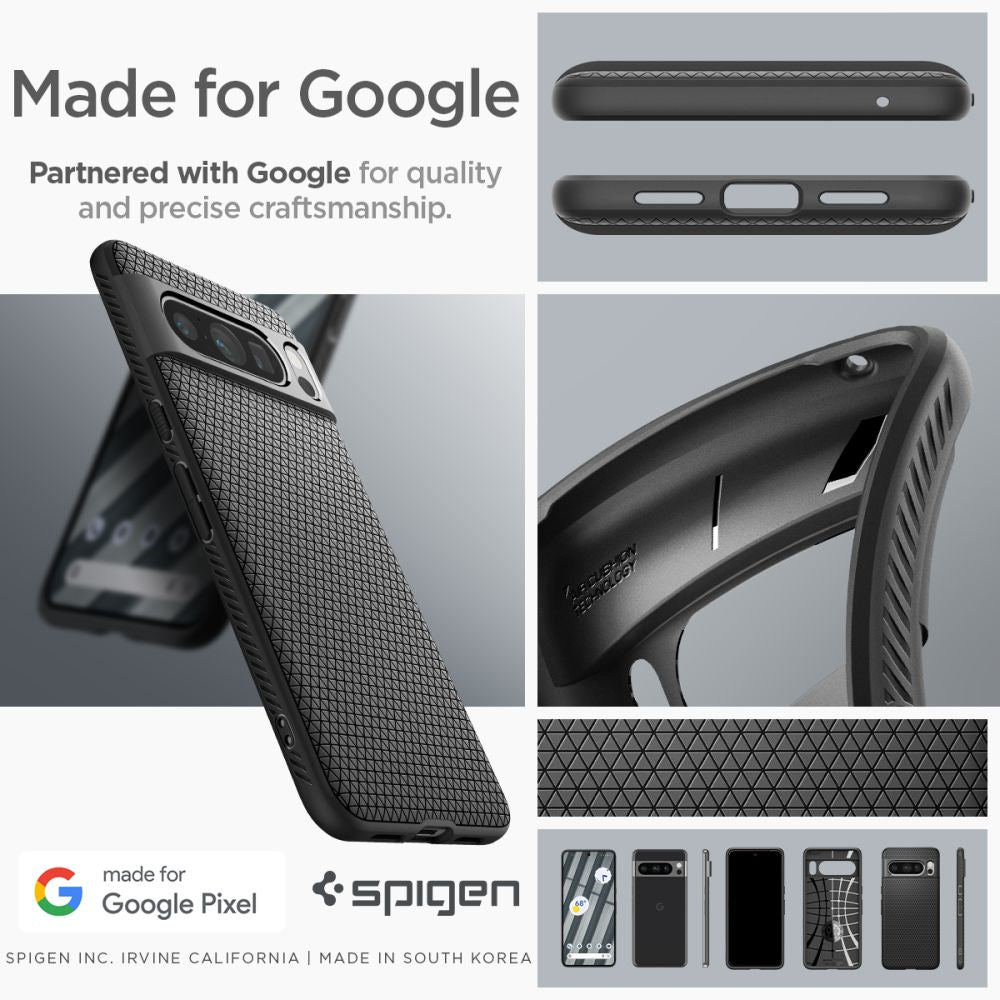 Coque pour Google Pixel 8 Pro, Spigen, Liquid Air Matte, Noir ACS06311