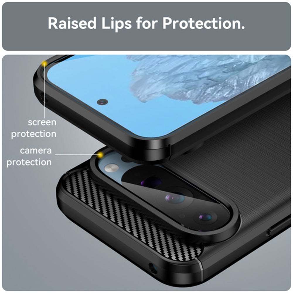 Coque pour Google Pixel 9 / 9 Pro, Techsuit, Carbone, Noire
