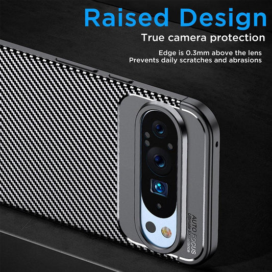 Coque pour Google Pixel 9 Pro, Techsuit, Fibre de carbone, Noire