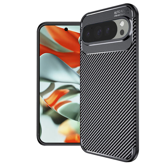 Coque pour Google Pixel 9 Pro XL, Techsuit, Fibre de carbone, Noire