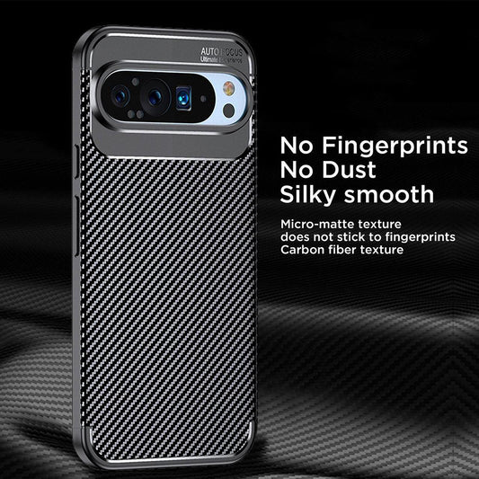 Coque pour Google Pixel 9 Pro XL, Techsuit, Fibre de carbone, Noire