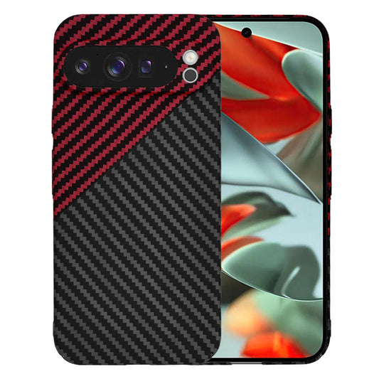 Coque pour Google Pixel 9 Pro XL, Techsuit, Carbonite FiberShell, Noir Rouge