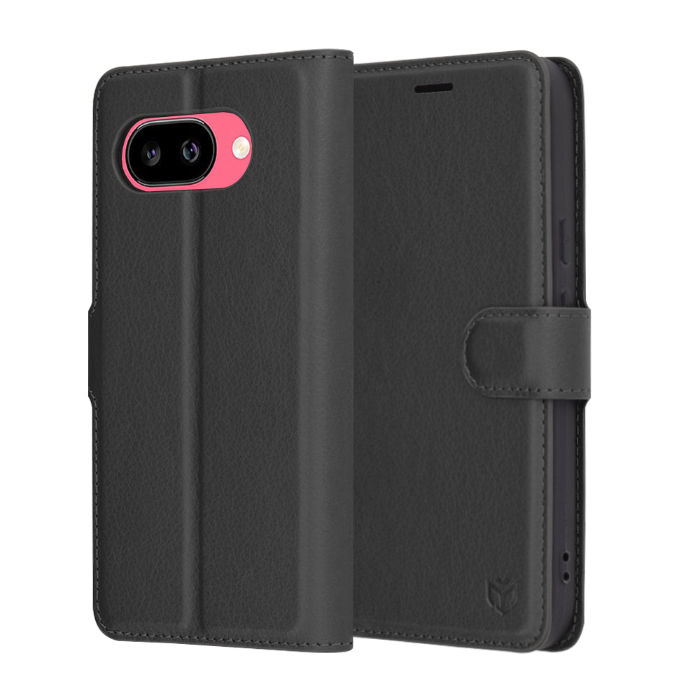 Coque pour Google Pixel 9a, Techsuit, Leather Folio, Noire