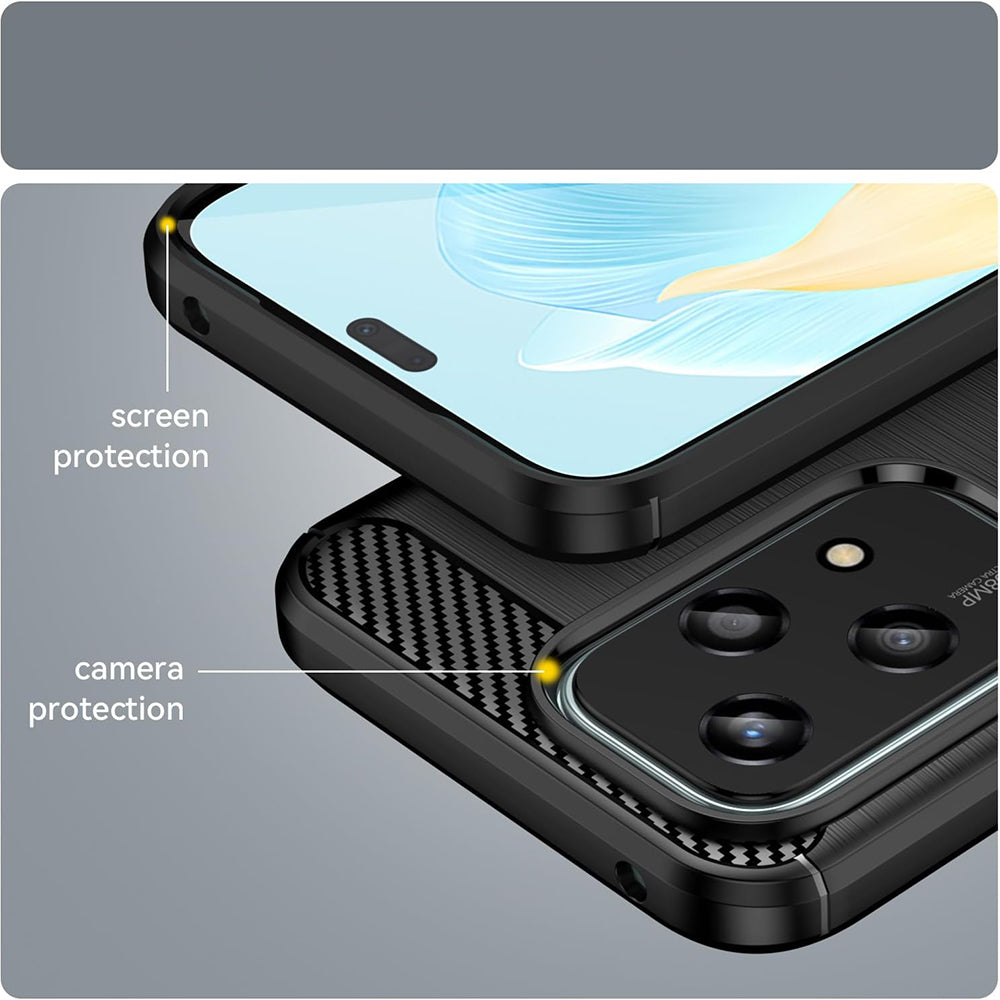 Coque pour Honor 200 Lite, Techsuit, Carbone, Noire