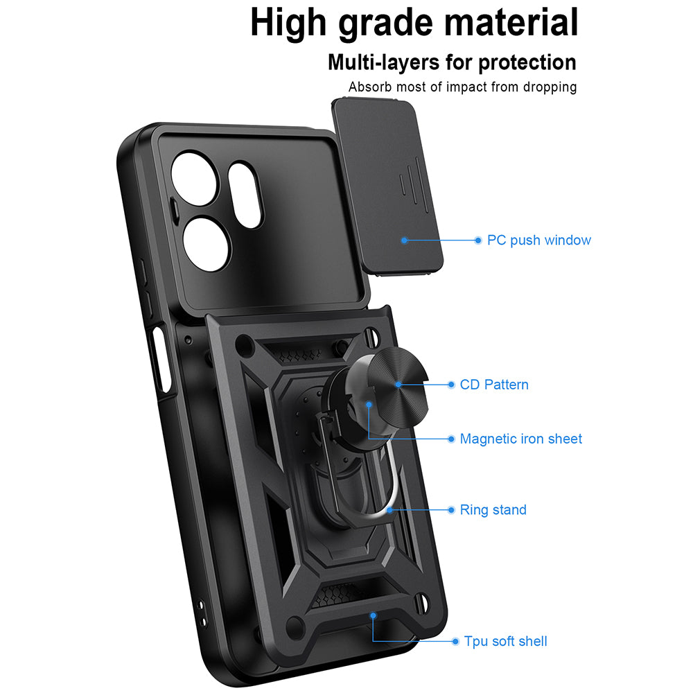 Coque pour Honor 600 Smart, Techsuit, CamShield, Noire
