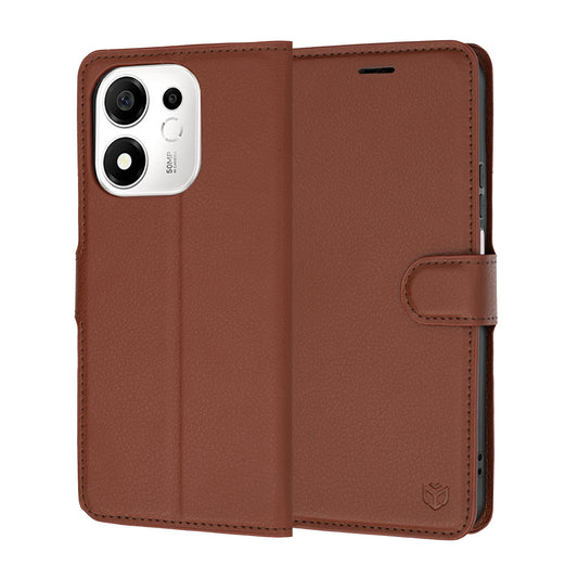 Coque pour Honor 600 Smart, Techsuit, Leather Folio, Marron