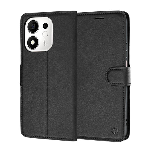 Coque pour Honor 600 Smart, Techsuit, Leather Folio, Noire
