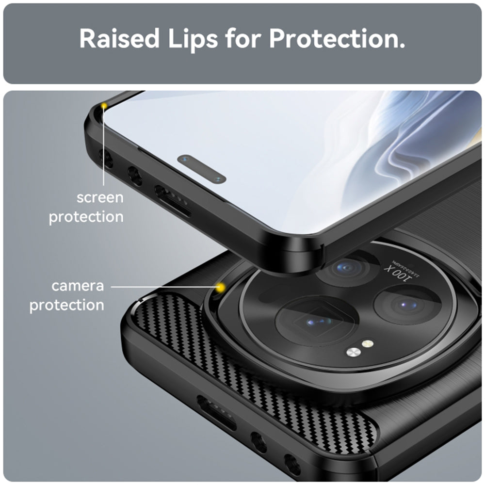 Coque pour Honor Magic6 Pro, Techsuit, Carbone, Noire