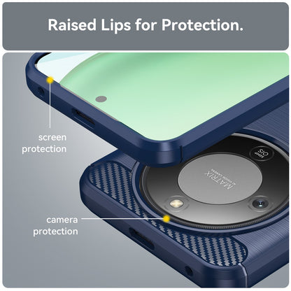 Étui pour Honor Magic8 Lite, Techsuit, Carbone, Bleu