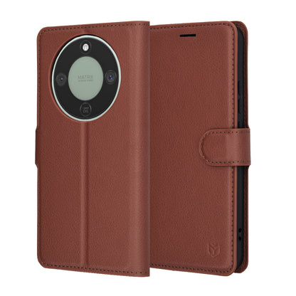 Étui pour Honor Magic8 Lite, Techsuit, Leather Folio, Marron