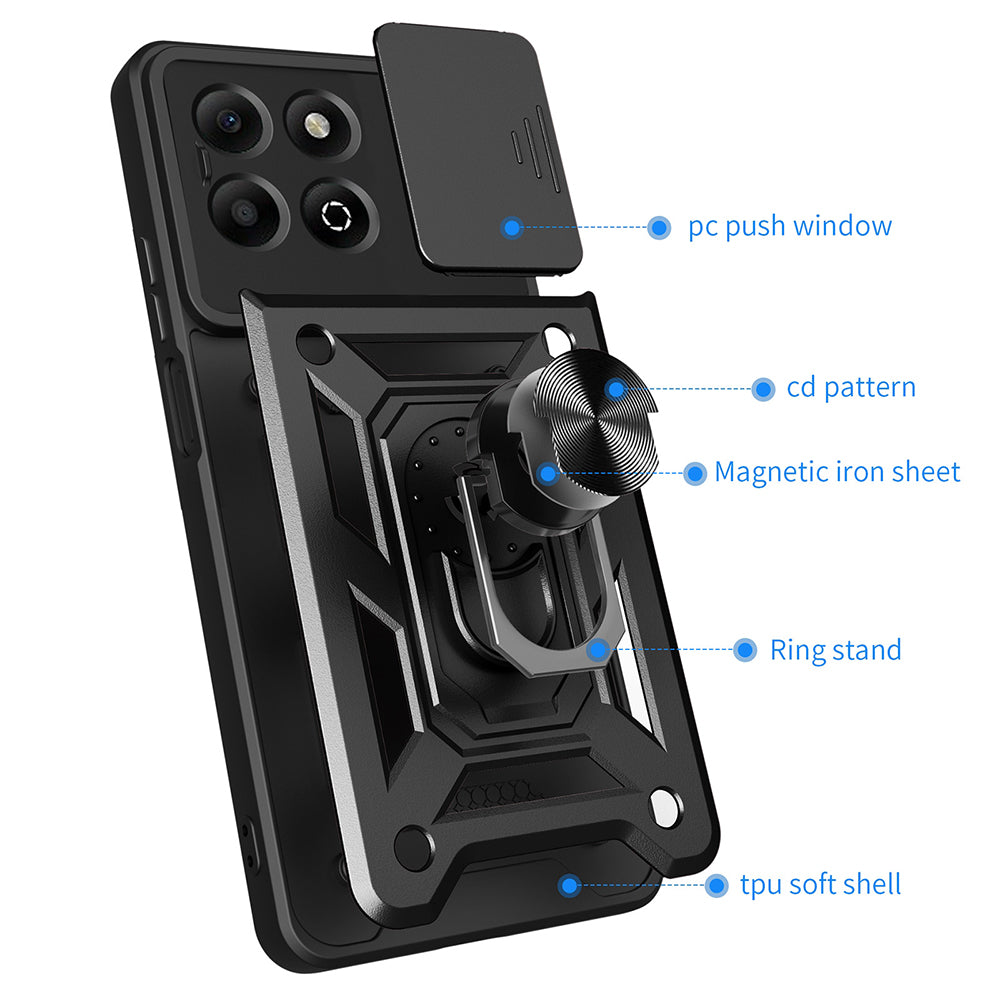 Coque pour Honor X6b, Techsuit, CamShield, Noire