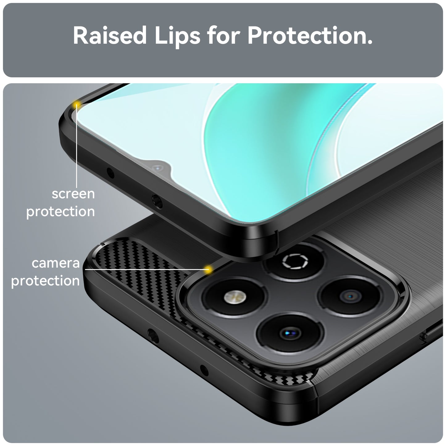Coque pour Honor X6b, Techsuit, Carbone, Noire