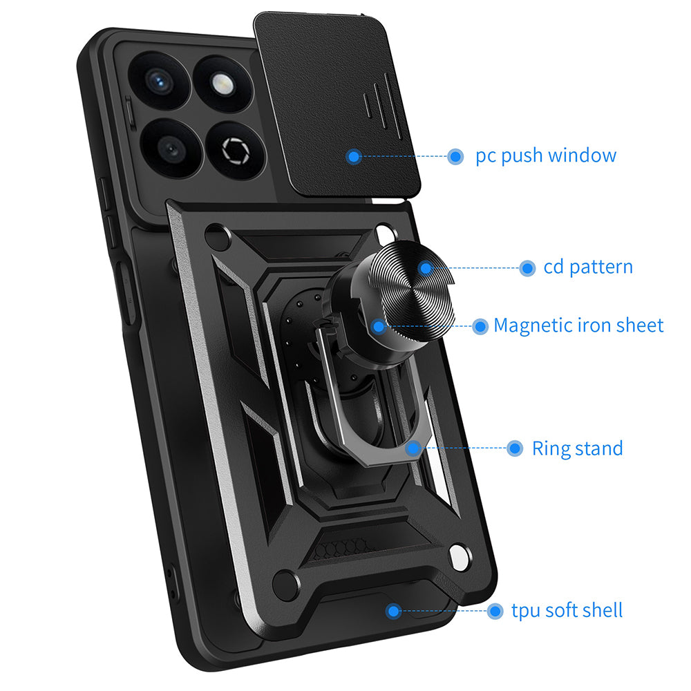 Coque pour Honor X7c / 200 Smart, Techsuit, CamShield, Noire