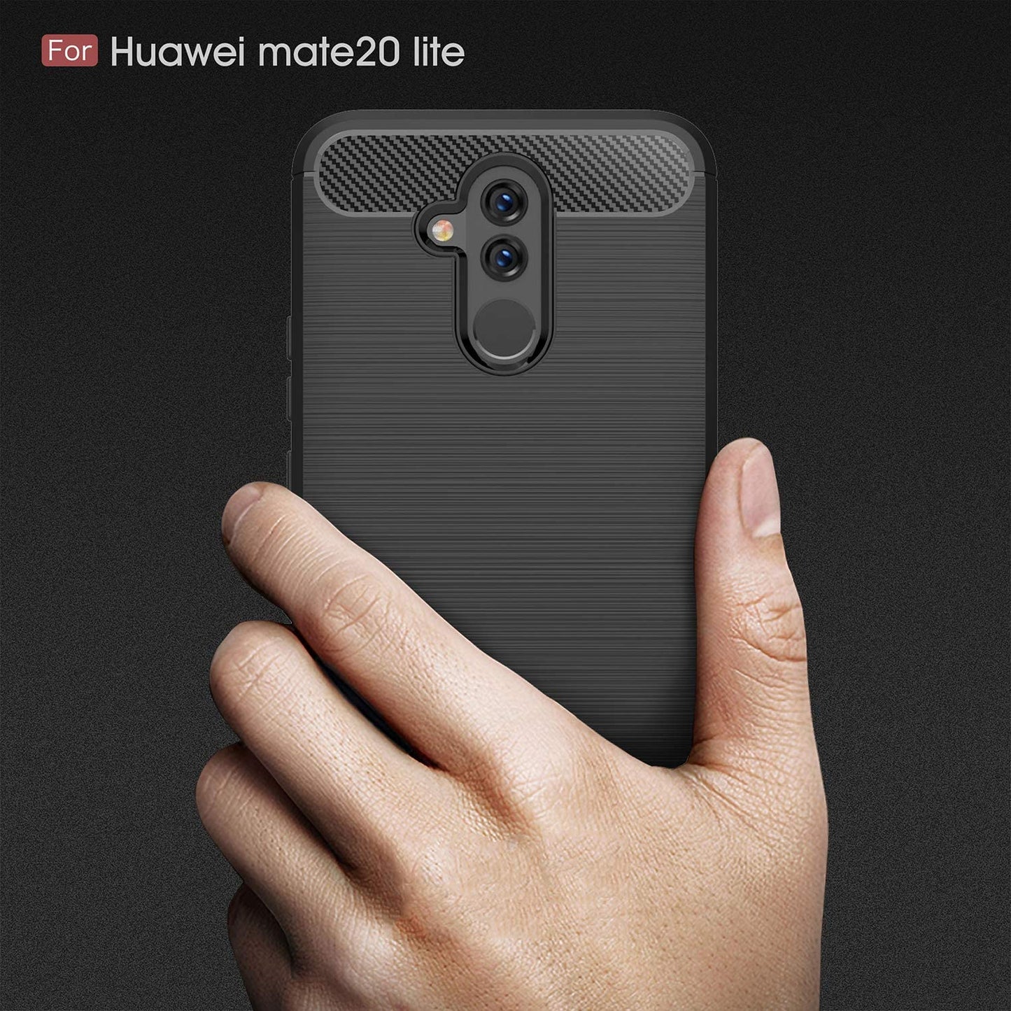 Coque pour Huawei Mate 20 Lite, Techsuit, Carbone, Noire