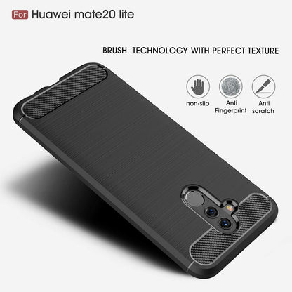 Coque pour Huawei Mate 20 Lite, Techsuit, Carbone, Noire