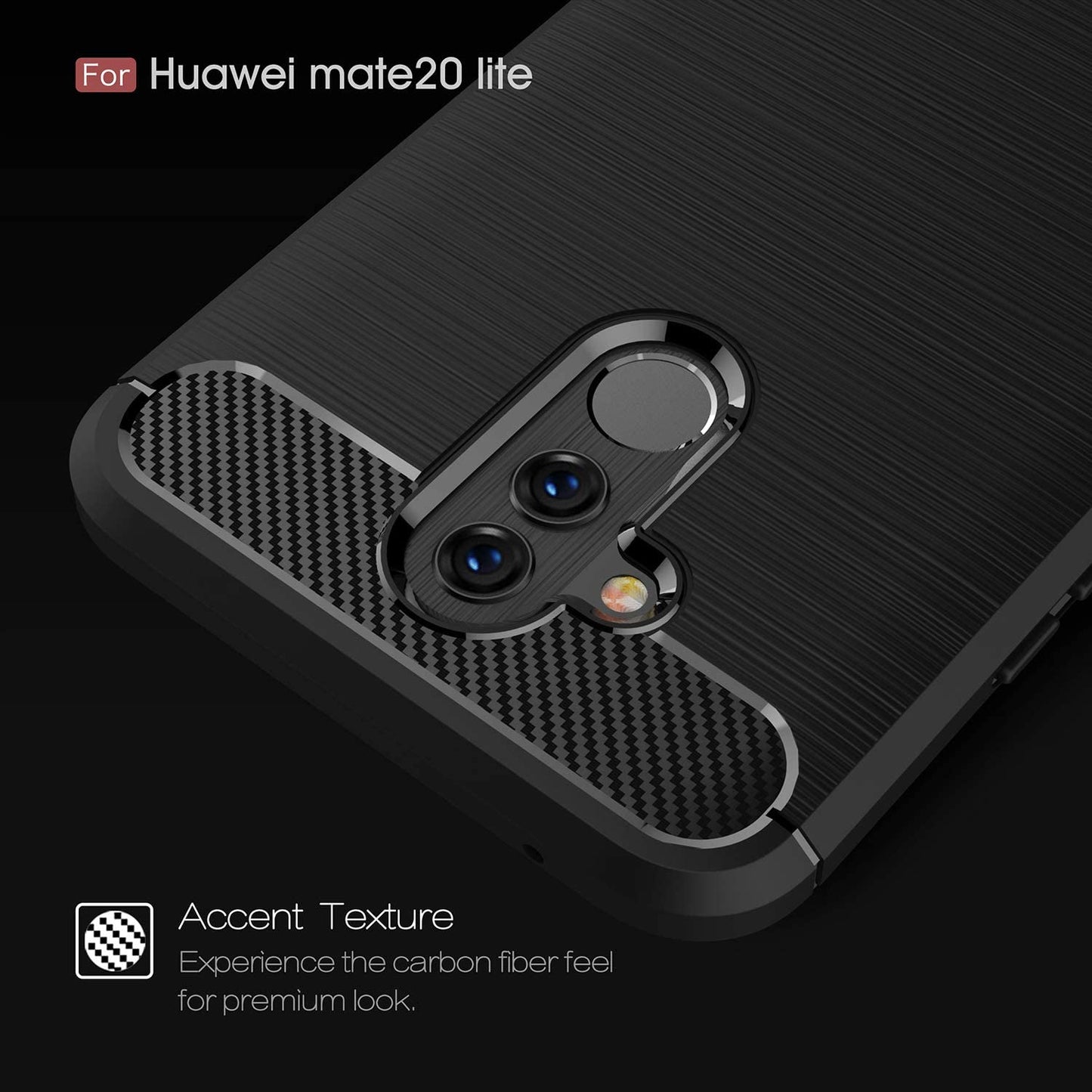 Coque pour Huawei Mate 20 Lite, Techsuit, Carbone, Noire