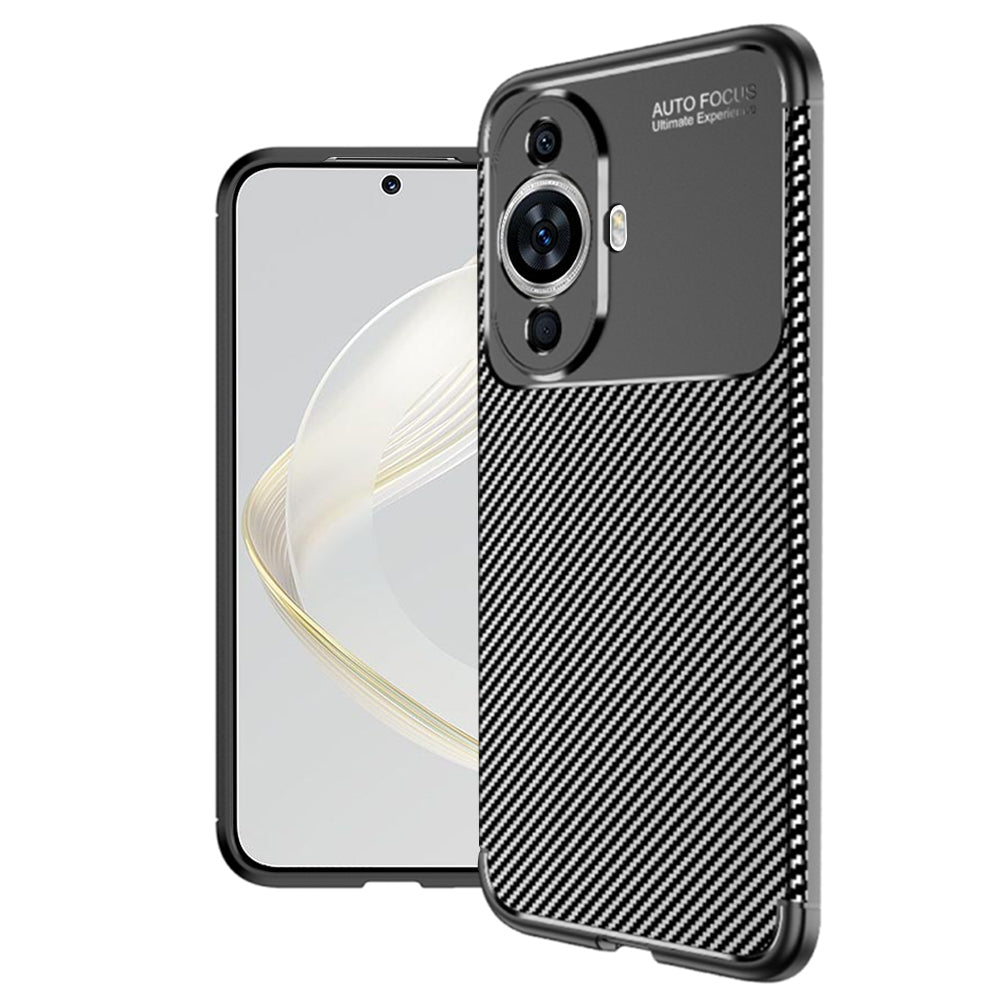 Coque pour Huawei nova 12s / nova 11, Techsuit, Fibre de carbone, Noire