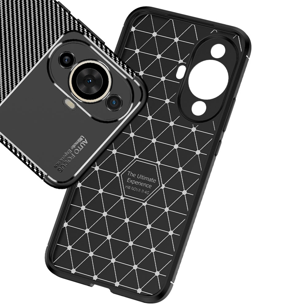 Coque pour Huawei nova 12s / nova 11, Techsuit, Fibre de carbone, Noire