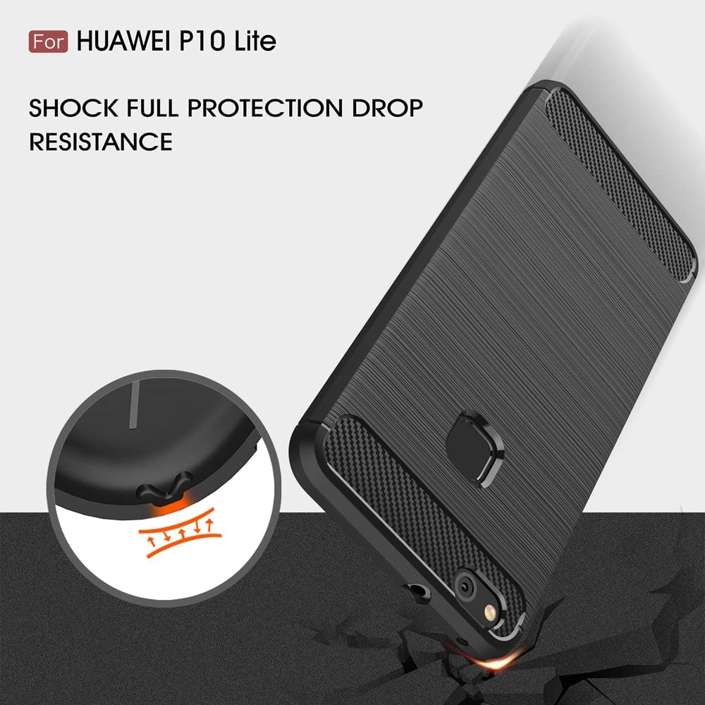 Case for Huawei P10 Lite, Techsuit, Carbon, Black