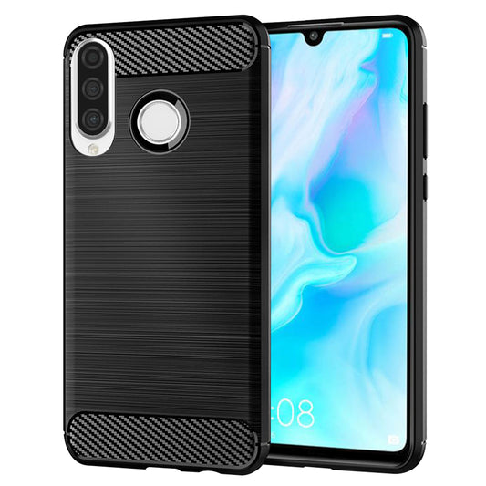 Coque pour Huawei P30 lite New Edition / P30 lite, Techsuit, Carbone, Noire