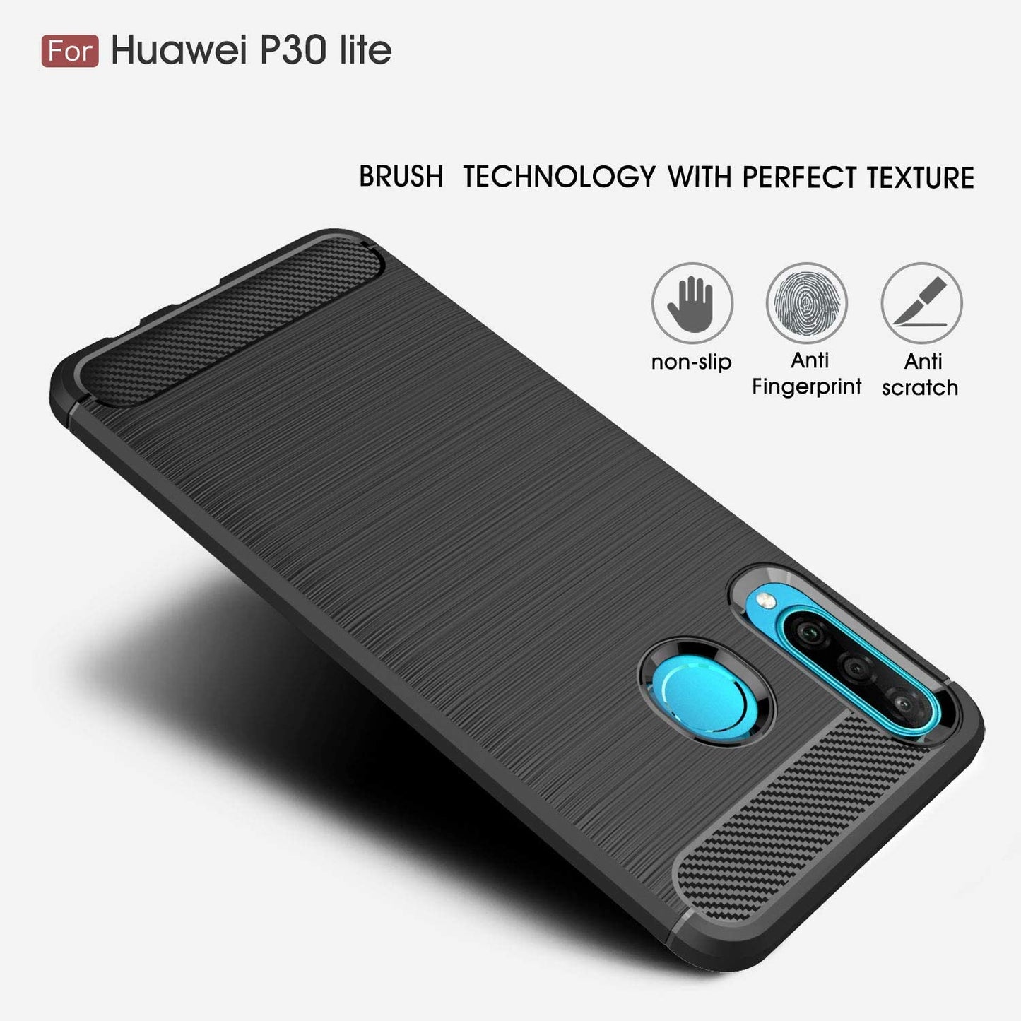Case for Huawei P30 lite New Edition / P30 lite, Techsuit, Carbon, Black