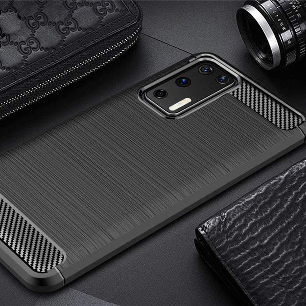 Coque pour Huawei P40 Pro, Techsuit, Carbone, Noire