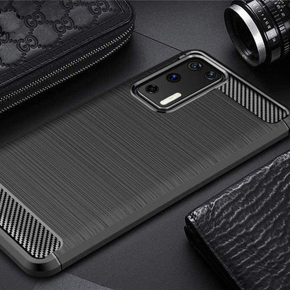 Coque pour Huawei P40 Pro, Techsuit, Carbone, Noire