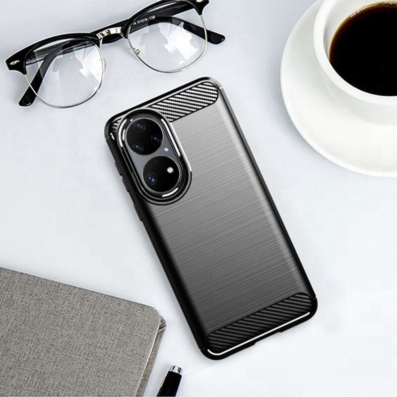 Coque pour Huawei P50 Pro, Techsuit, Carbone, Noire