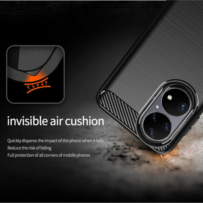 Coque pour Huawei P50 Pro, Techsuit, Carbone, Noire