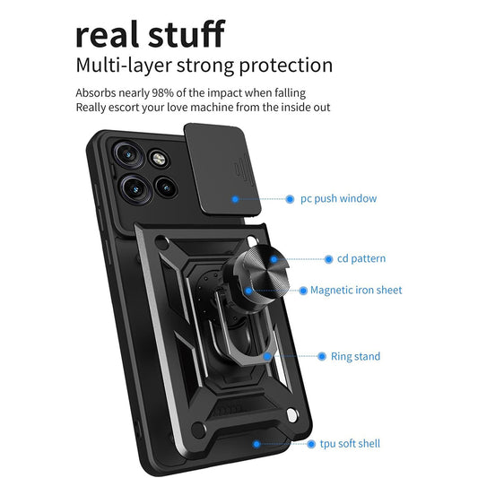 Coque pour Motorola Edge 50, Techsuit, CamShield, Noire