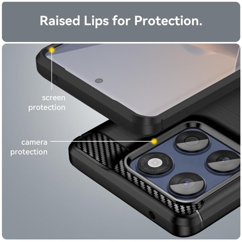 Coque pour Motorola Edge 60 Pro, Techsuit, Carbone, Noire