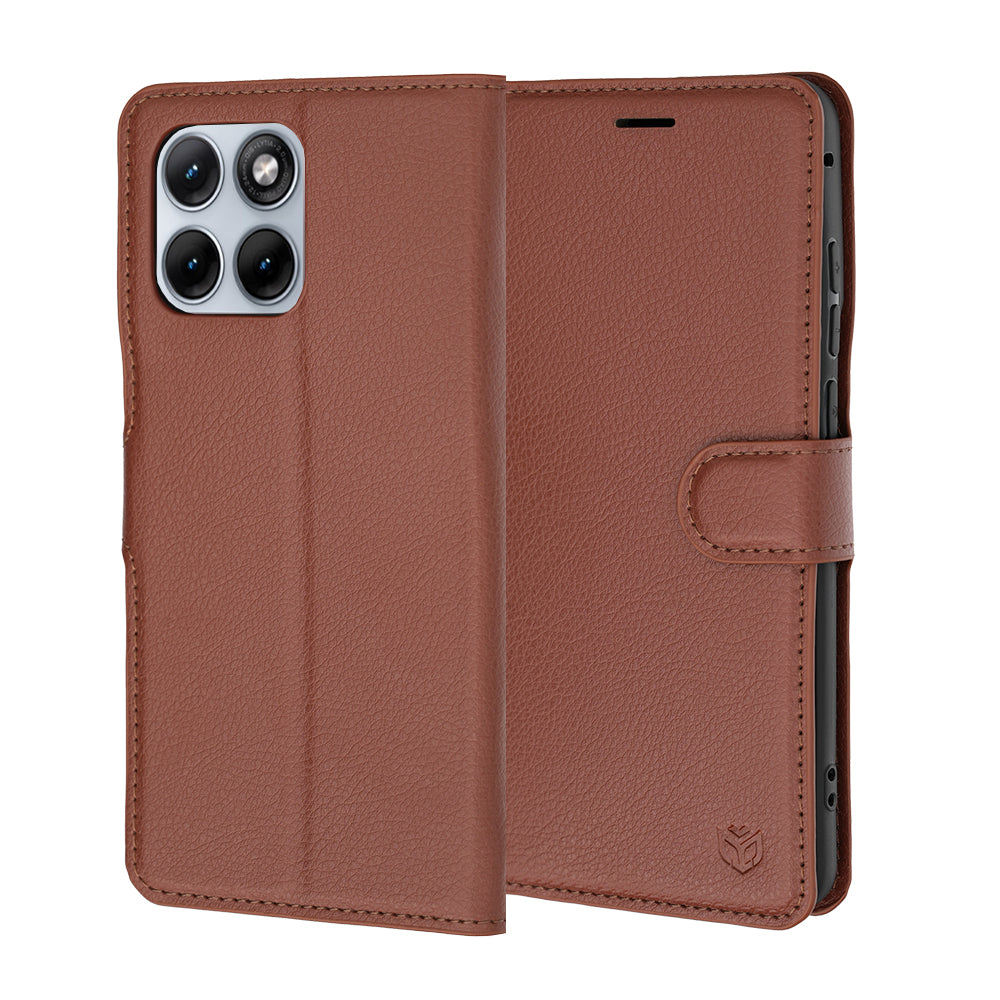 Coque pour Motorola Edge 70 Fusion, Techsuit, Leather Folio, Marron
