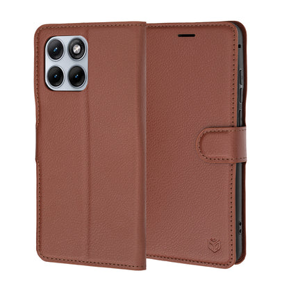 Coque pour Motorola Edge 70 Fusion, Techsuit, Leather Folio, Marron
