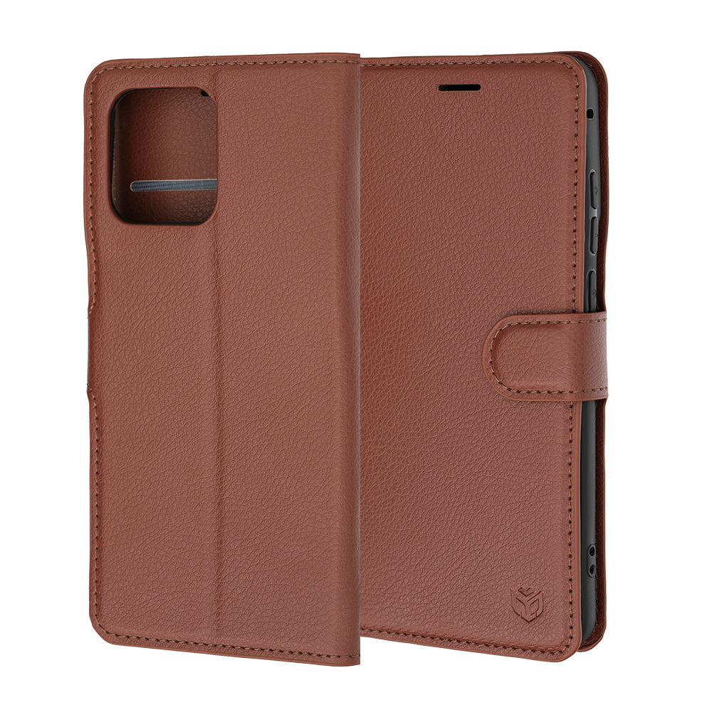 Coque pour Motorola Edge 70 Fusion, Techsuit, Leather Folio, Marron