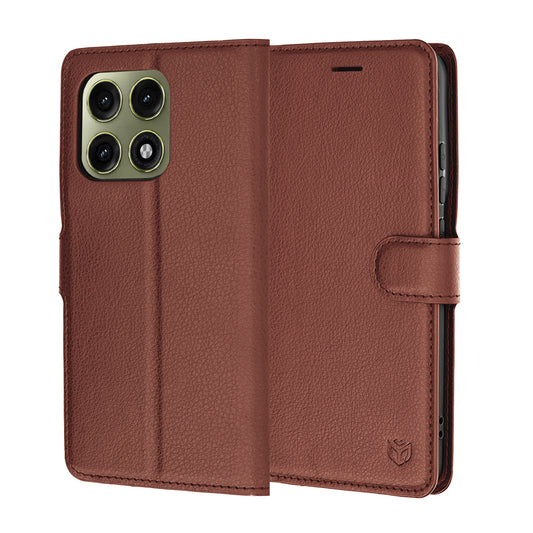 Coque pour Motorola Edge 70 Pro, Techsuit, Leather Folio, Marron