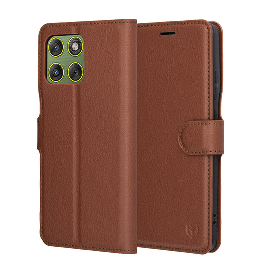 Case for Motorola Edge 70, Techsuit, Leather Folio, Brown