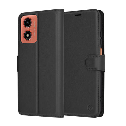 Coque pour Motorola Moto G04s / E14 / G04 / G24, Techsuit, Folio en cuir, Noire