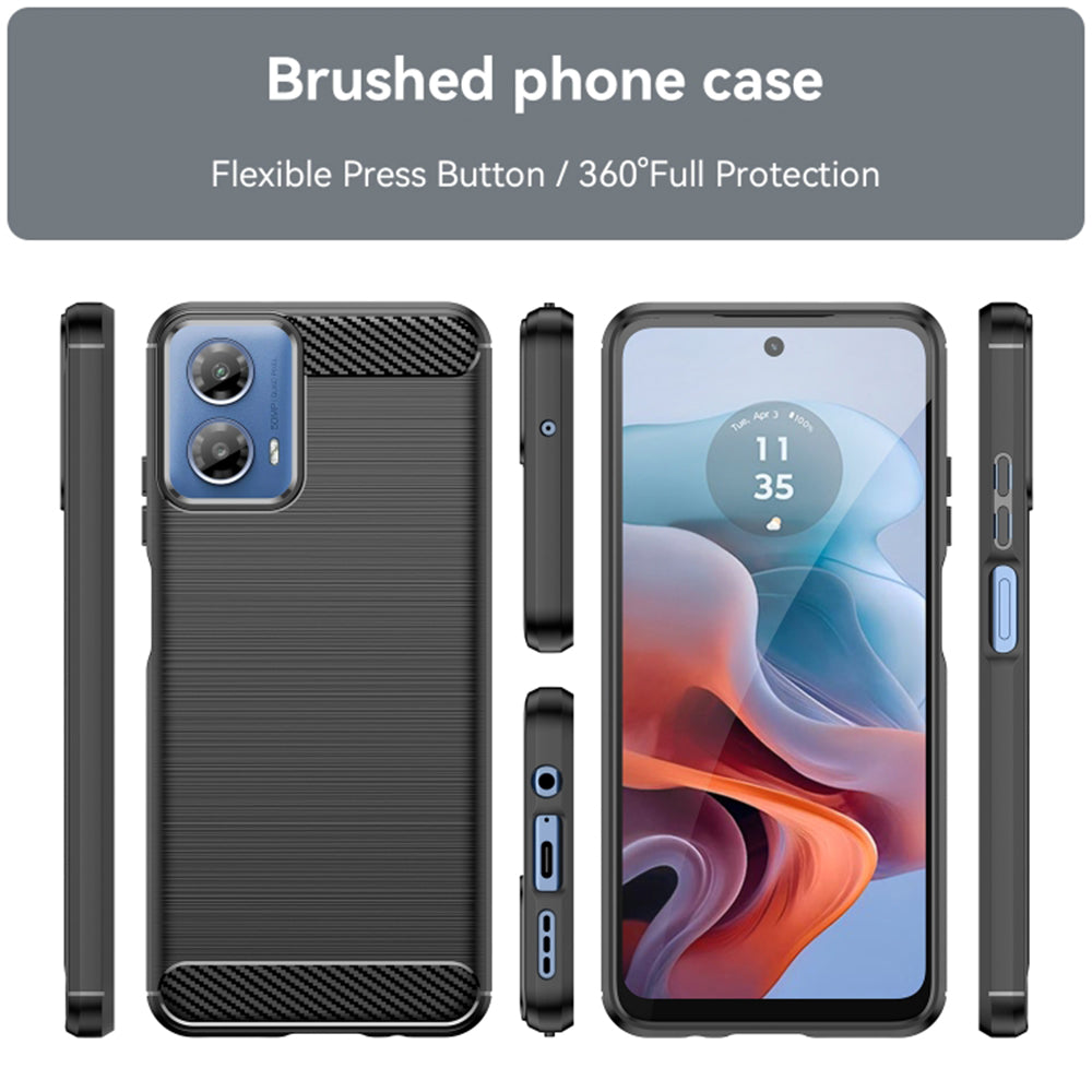Coque pour Motorola Moto G04s / E14 / G24 Power / G04 / G24, Techsuit, Carbone, Noire