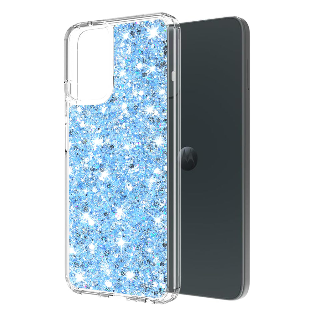 Coque pour Motorola Moto G14, Techsuit, Paillettes Scintillantes, Bleu