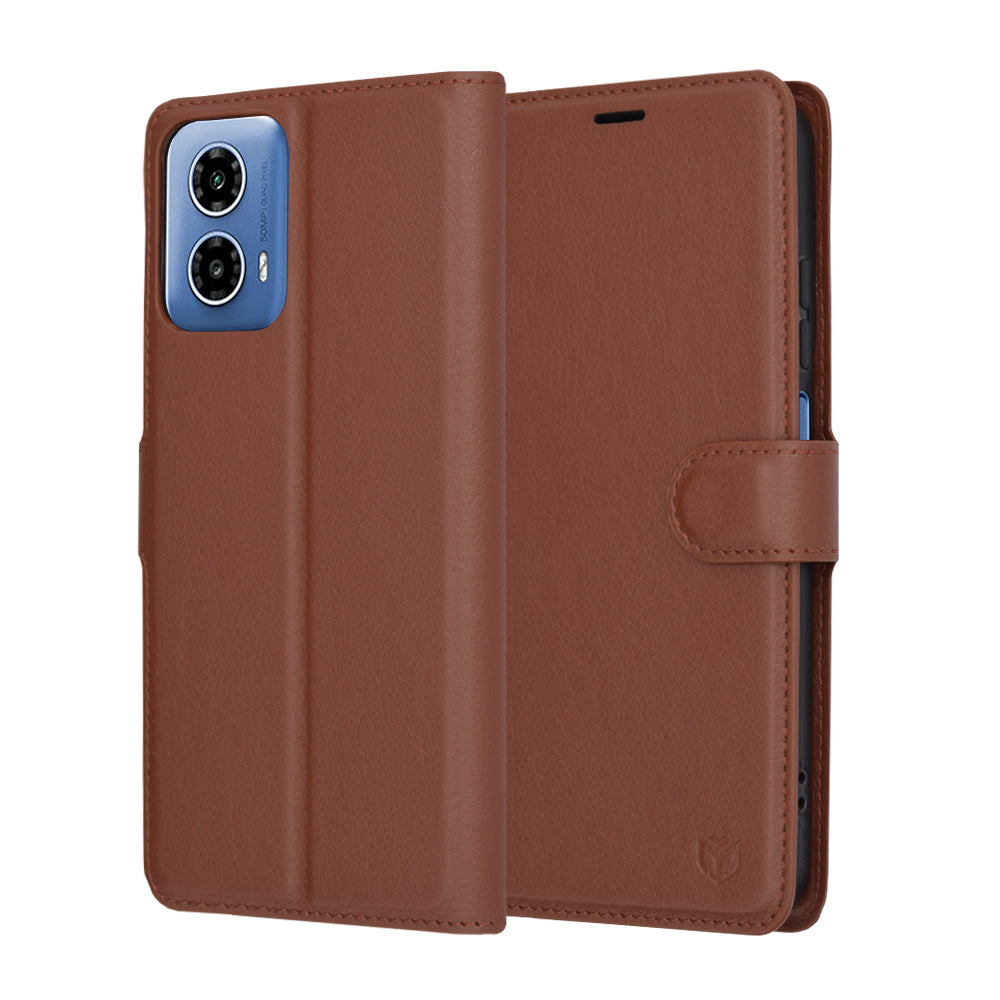 Étui pour Motorola Moto G45 / G34, Techsuit, Leather Folio, Marron