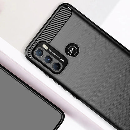 Coque pour Motorola Moto G60, Techsuit, Carbone, Noire