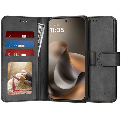 Étui pour Motorola Moto G77 / G67, Techsuit, Diary Book, Noir