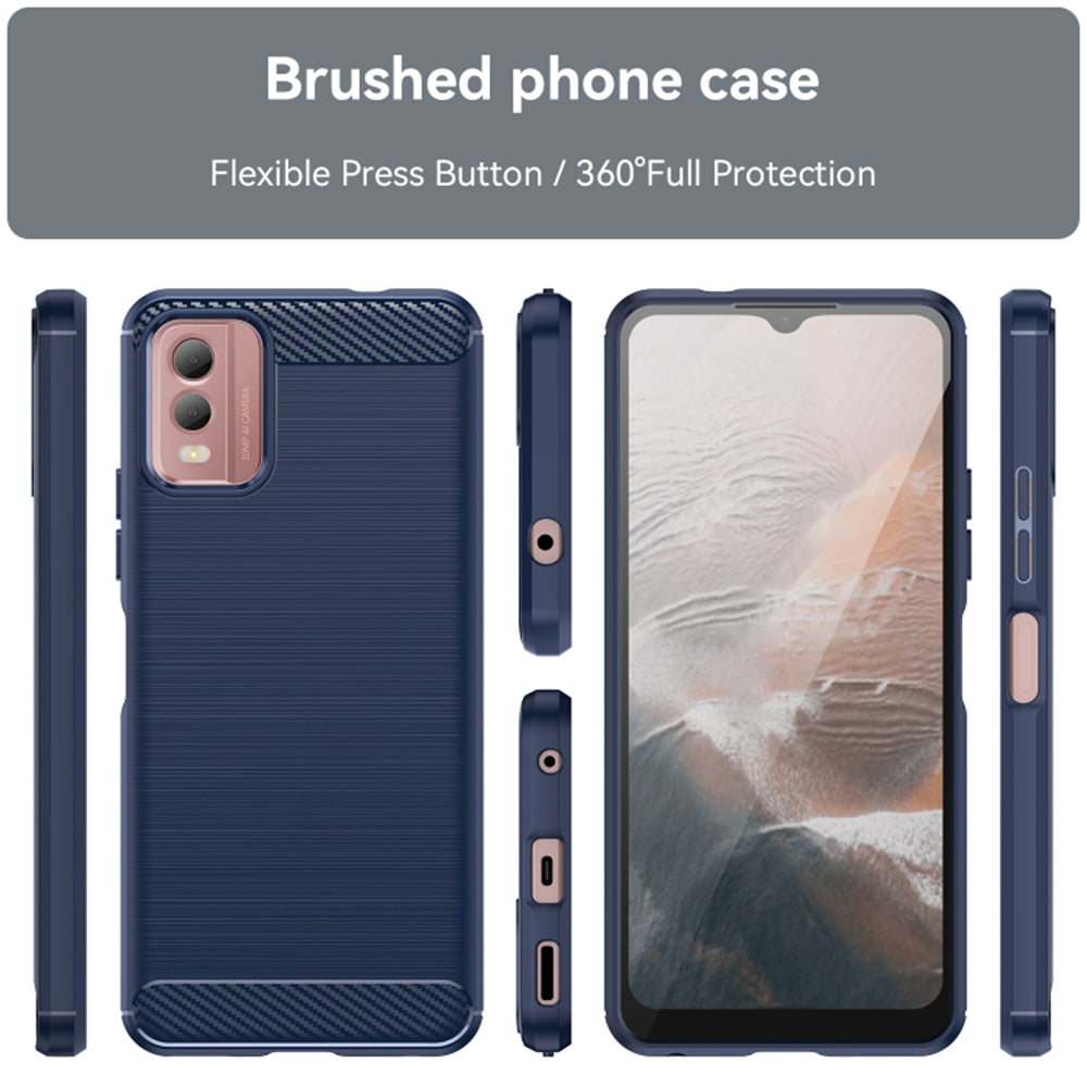 Coque pour Nokia C32, Techsuit, Carbone, Bleue